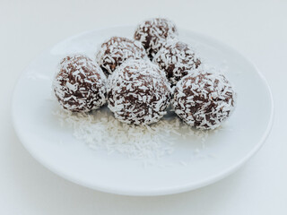 Chocolate truffles on a plate
