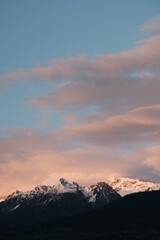 Naklejka na ściany i meble Sunset in Belledonne mountain range