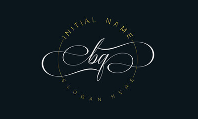 BQ/QB cursive letter stylish luxury logo in golden and white color, BQ/QB letter logo design, BQ/QB Business abstract vector logo monogram template with thumbnails.