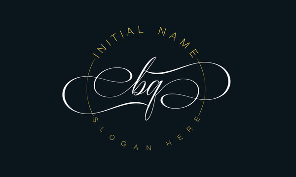 BQ/QB cursive letter stylish luxury logo in golden and white color, BQ/QB letter logo design, BQ/QB Business abstract vector logo monogram template with thumbnails.