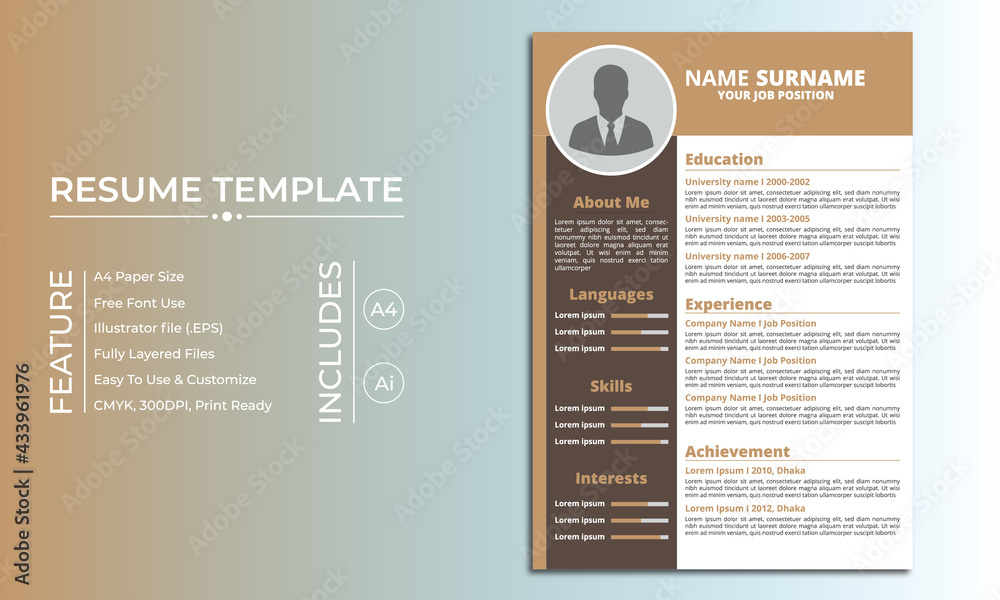 Wall mural amazing resume cv template