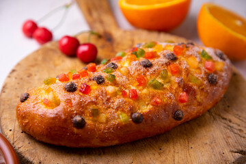 Coca de sant joan. Traditional San Juan cake to celebrate the arrival of summer in Spain made with...