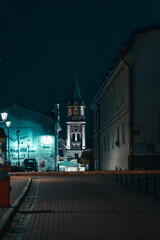 Fototapeta na wymiar Illuminated church tower