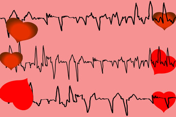 tracciato del cardiogramma con cuore
