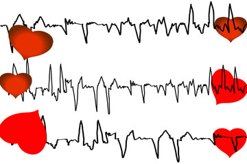 tracciato del cardiogramma con cuori