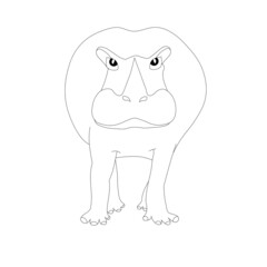 Cartoons Hippo monochome scetch art flat design element stock vector illustration for web, for print