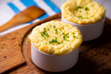 Potato and cheese souffle. Traditional French recipe.