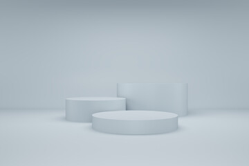 Background 3d blue rendering with cylinder podium and minimal in abstract composition, 3d render, 3d illustration