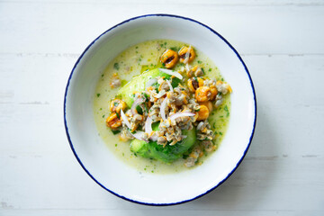 Ceviche with cockles and avocado