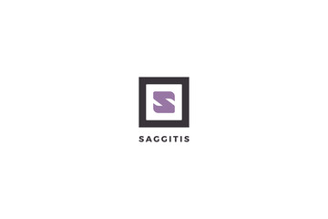 Letter S purple colour minimal box logo design