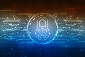 2d illustration Safety concept: Closed Padlock on digital background
