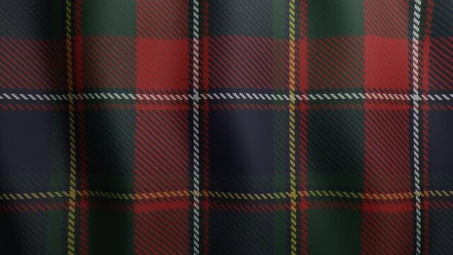 Traditional tartan pattern of canadian territory Quebec. 3d waving fabric texture