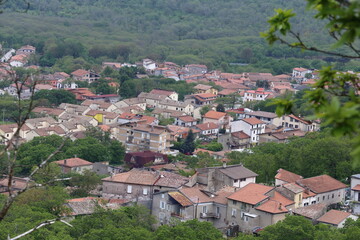 Fototapeta na wymiar Roccamonfina, Italy - May 16, 2021: Panoramic photo of the town