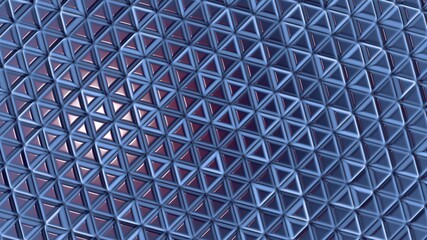 Glossy abstract background of blue-red volumetric triangles. Desktop wallpaper. 3d rendering image.
