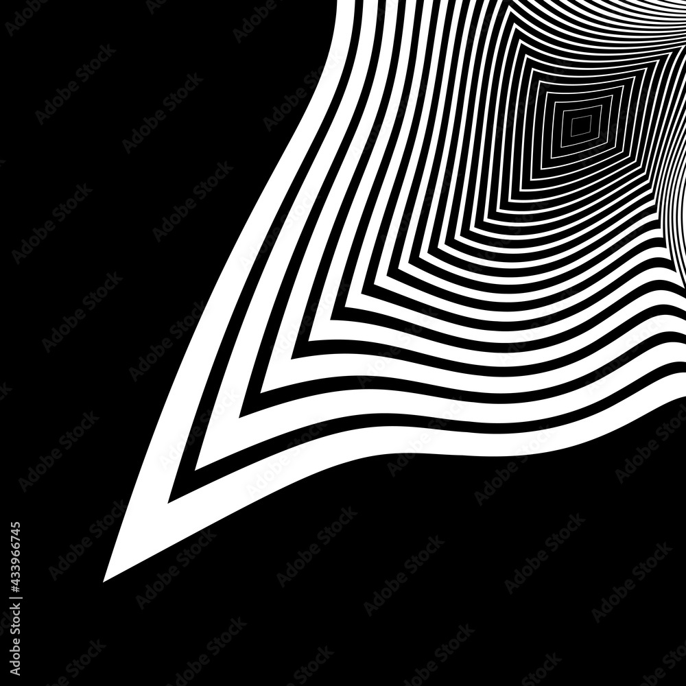 Wall mural Design monochrome stripy illusion background