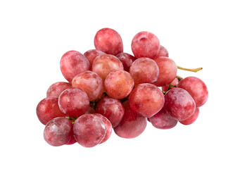 Bunch of pink grapes close up isolated on white background.