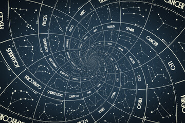 Droste effect background. Abstract design for concepts related to astrology and fantasy.
