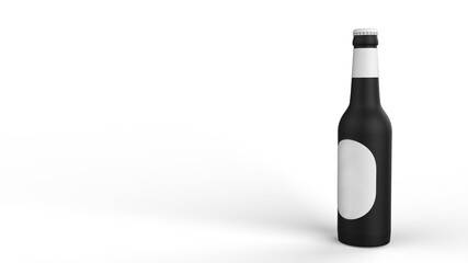 3d render beer bottle on a white background. Modern design. Backgrounds for kitchen interior
