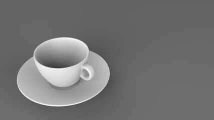3d rendering coffee cup on gray background. Style of minimalism
