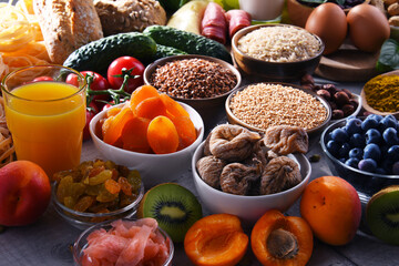 Assorted organic food products on the table