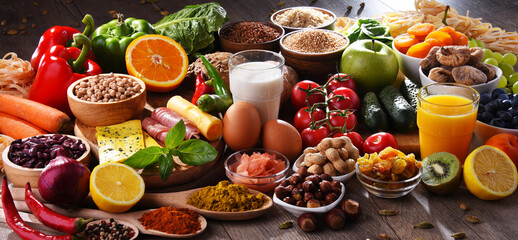Assorted organic food products on the table
