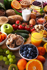 Assorted organic food products on the table
