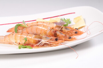 Plato gourmet de Camarones de Ecuador