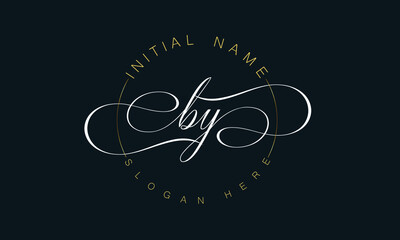 
BY/YB cursive letter stylish luxury logo in golden and white color, BY/YB letter logo design, BY/YB Business abstract vector logo monogram template with thumbnails.
