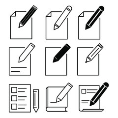 Edit icons set. Edit pack symbol vector elements for infographic web.