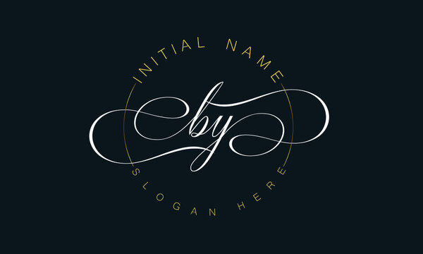 
BY/YB cursive letter stylish luxury logo in golden and white color, BY/YB letter logo design, BY/YB Business abstract vector logo monogram template with thumbnails.
