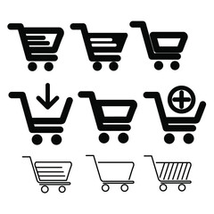 shopping cart icons set. shopping cart pack symbol vector elements for infographic web.