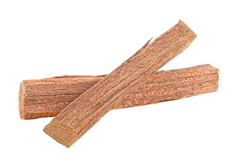 Sandalwood isolated on a white background. Chandan. Sandalwood sticks.