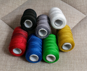 Spools of sewing thread
