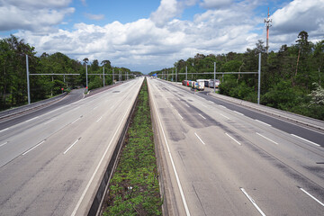 Motorway in Germany with 8 lanes completely empty