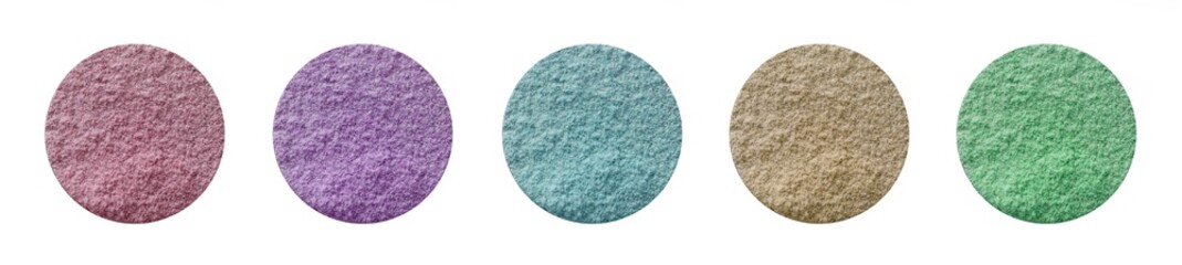 Fototapeta premium Set of cosmetic or make up powder samples isolated on white. 