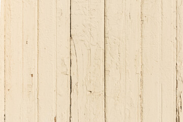 The surface is made of vertical old boards painted in cream color. Wooden texture