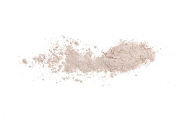Beige cosmetic or make up powder isolated on white.	