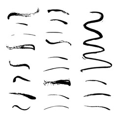 Black brush strokes on white background; vector set