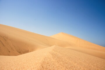 Closeup landscape of sand dunes and patterns in nature along Skeleton Coast, Nambia.