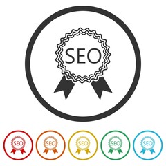 SEO badge ring icon isolated on white background color set
