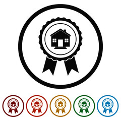 Obraz premium House badge ring icon isolated on white background color set