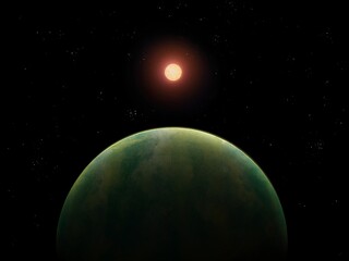 Super-Earth planet, beautiful planet in far space, solar system element, exoplanet background 3d illustration