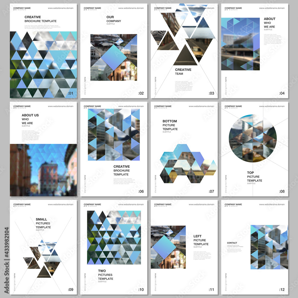 Poster a4 brochure layout of covers design template with triangles, triangular pattern for flyer leaflet, a