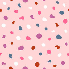 Cute seamless pattern with different shapes. Simple girly print. Vector illustration.