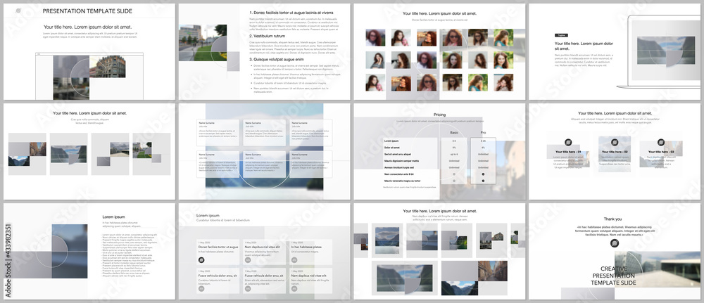 Sticker bundle of editable business templates for digital app, web products. vector templates for website de