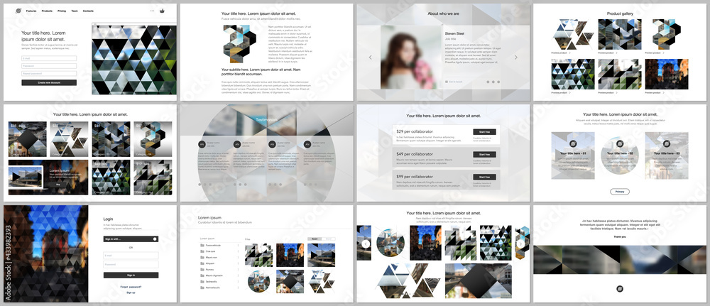Wall mural vector templates for website design, presentations, portfolio. templates with triangles, triangular 