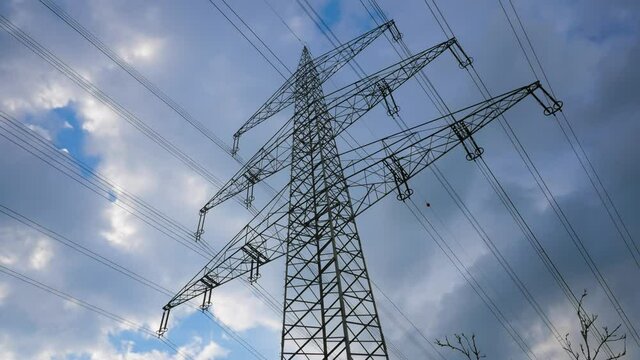 High voltage power line. time lapse