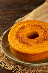 Delicious corn cake on table. Typical Brazilian cake.