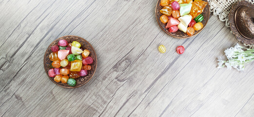easter eggs on wooden background