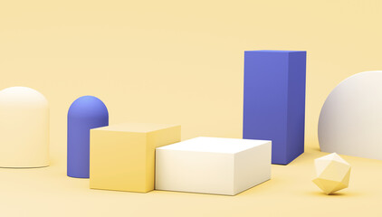 Abstract 3D render of cylinder podiums